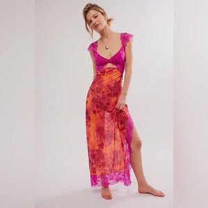Free People Pink and Orange Maxi Dress